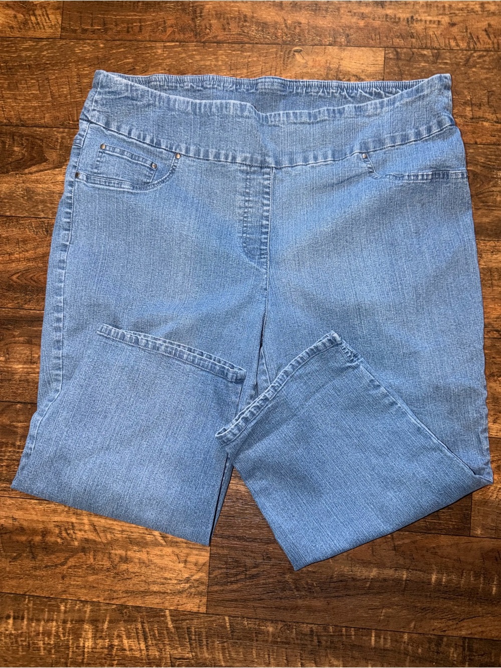 Ruby Rd. Light Blue Stretch Capris - Picture 2 of 4
